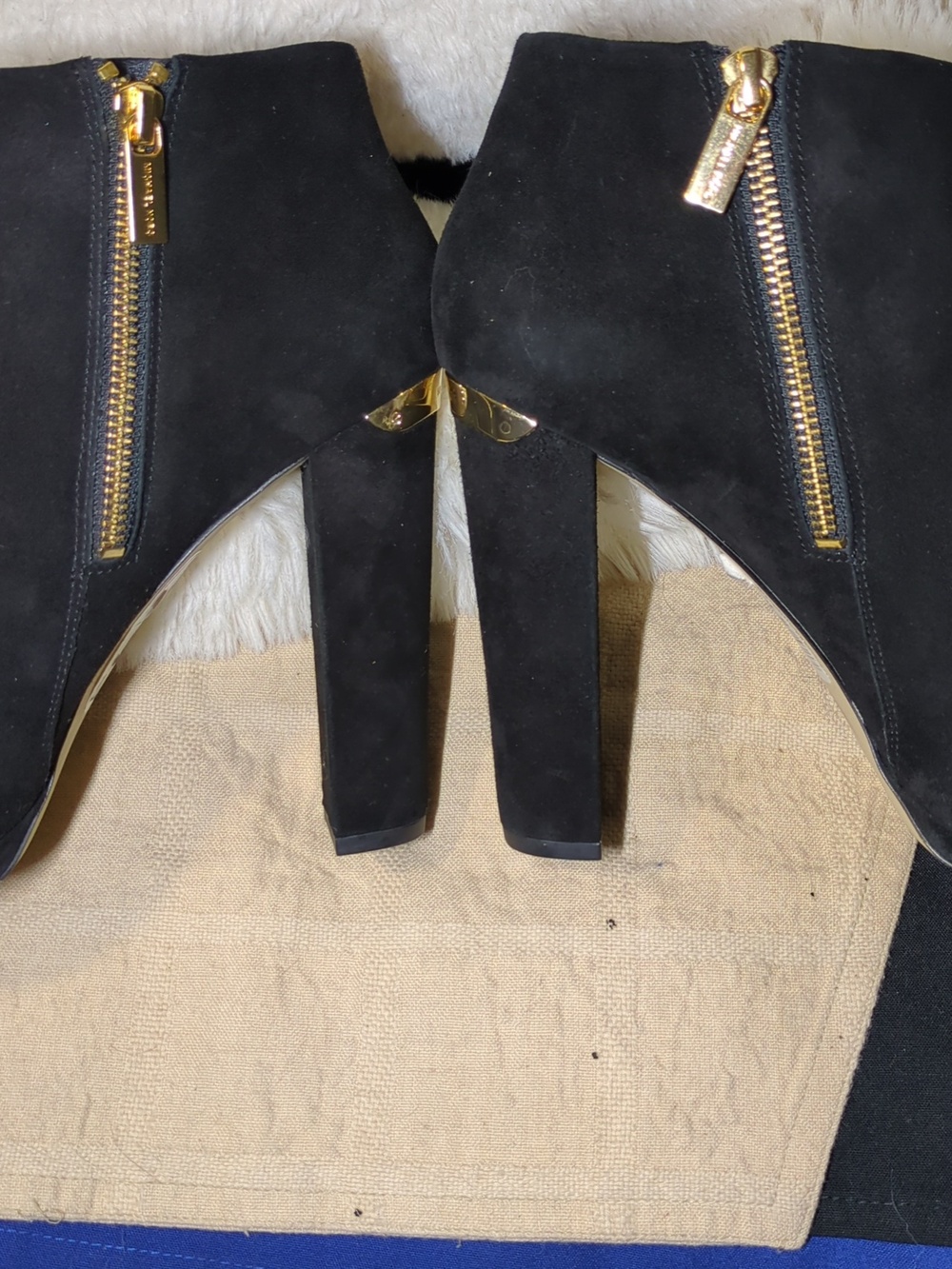 Michael Kors Black Suede High Heel Ankle Boots w/Gold Zippers NOW ONLY $55 WOW - Picture 12 of 13